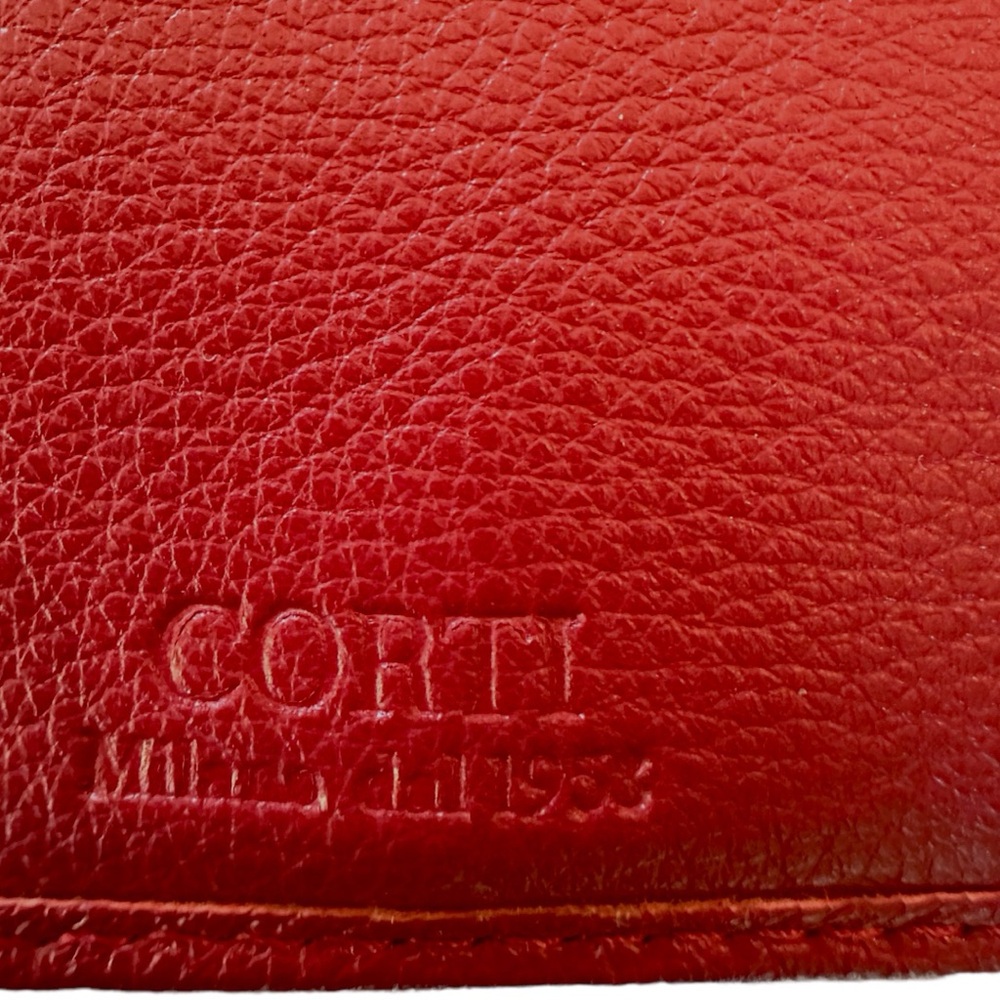 Corti Milano Red Leather Compact Trifold Card & Coin Leather Wallet ~Milan Italy - Picture 2 of 13